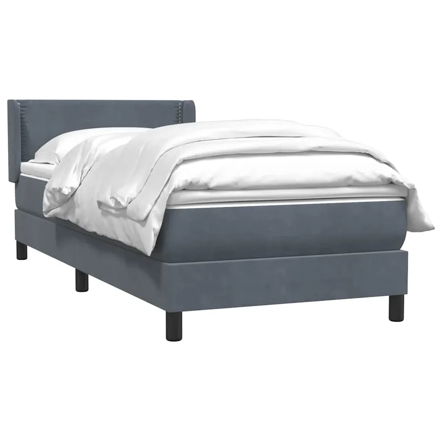 Sommier à lattes de lit et matelas gris foncé 100x220cm velours - 3