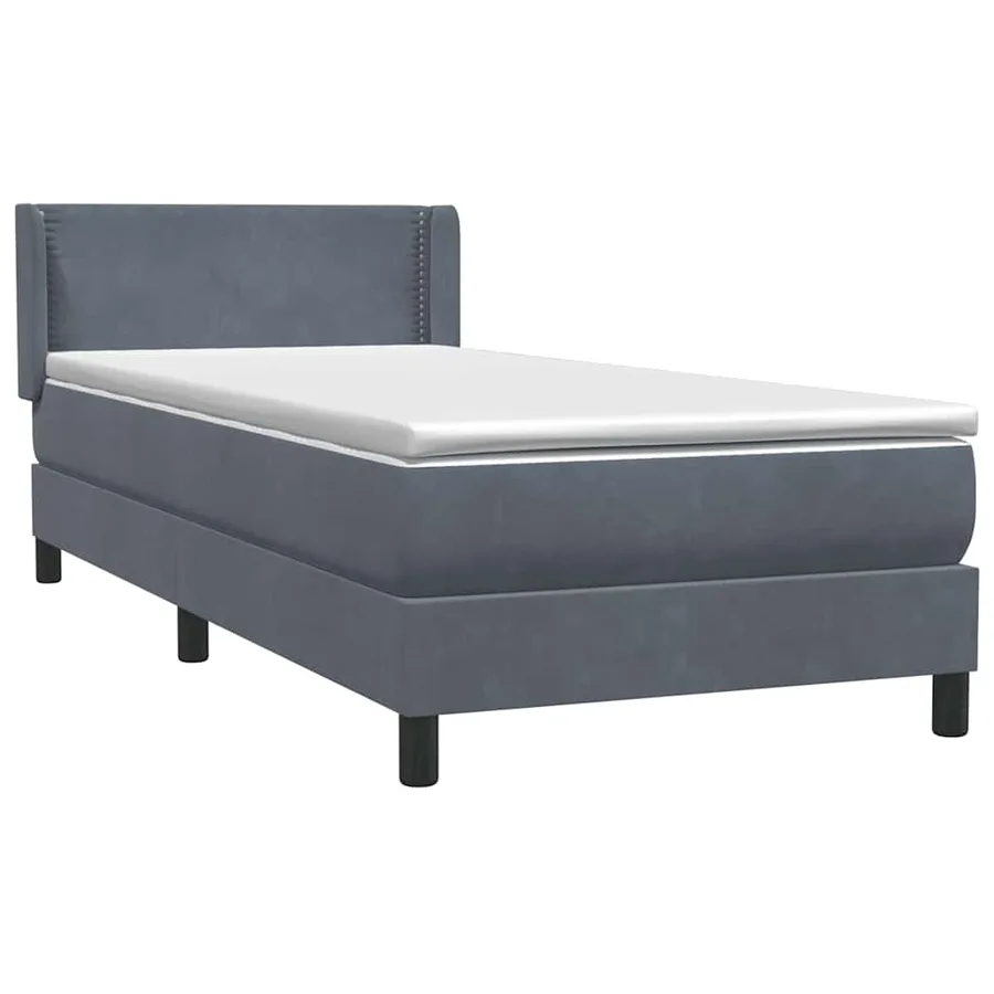 Sommier à lattes de lit et matelas gris foncé 100x220cm velours - 4