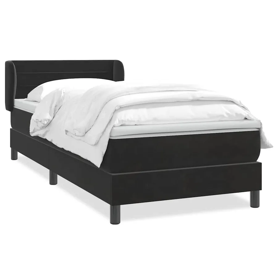 Sommier à lattes de lit avec matelas noir 100x220 cm velours - 2