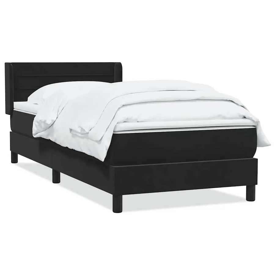 Sommier à lattes de lit avec matelas noir 100x220 cm velours - 2