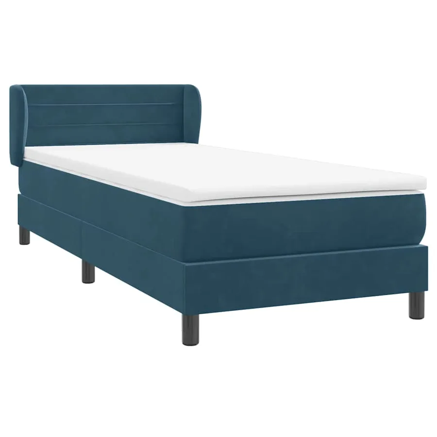 Sommier à lattes de lit et matelas bleu foncé 100x220cm velours - 4