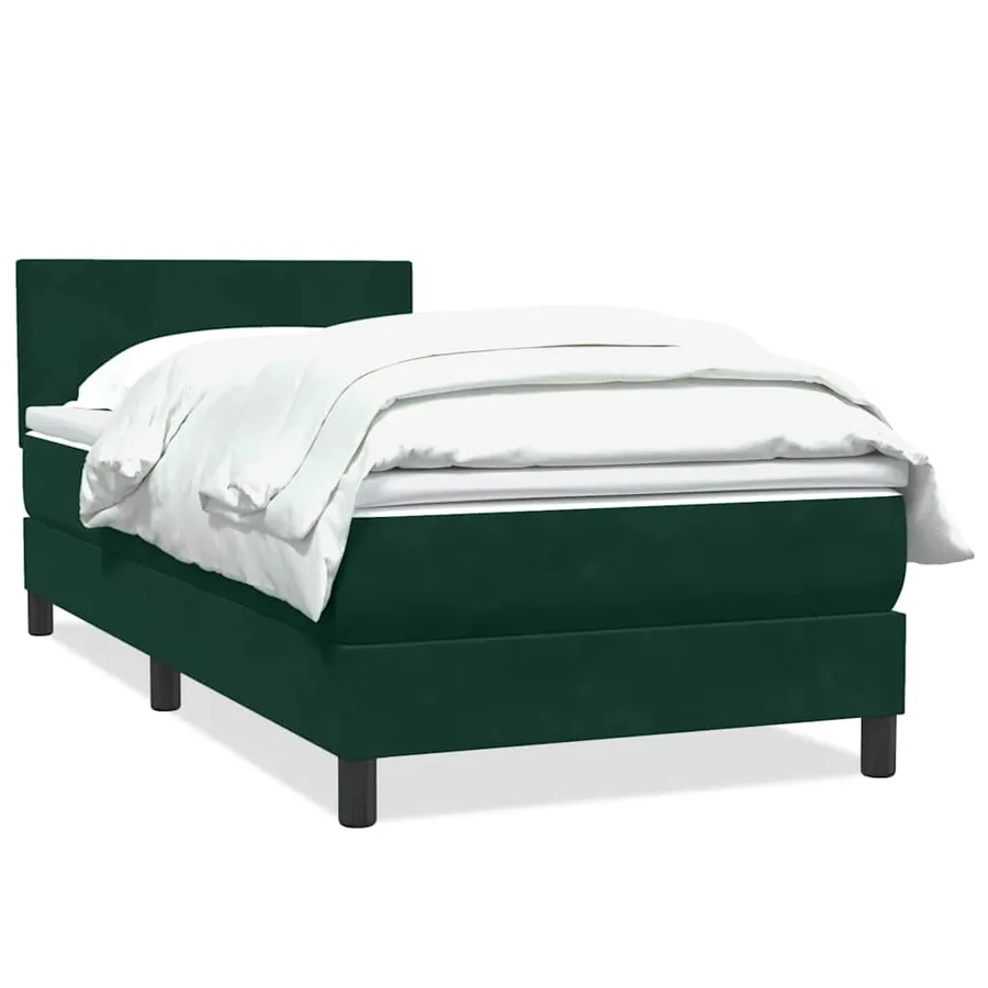 Sommier à lattes de lit et matelas vert foncé 100x220cm velours - 2