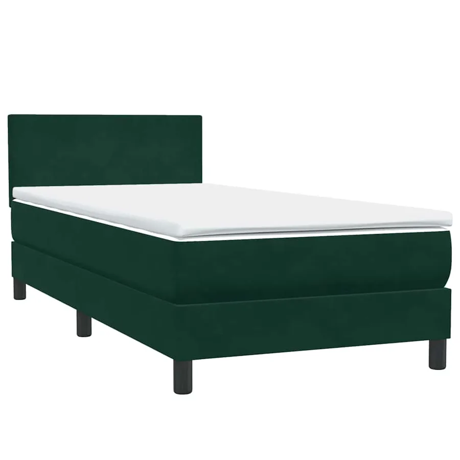 Sommier à lattes de lit et matelas vert foncé 100x220cm velours - 4