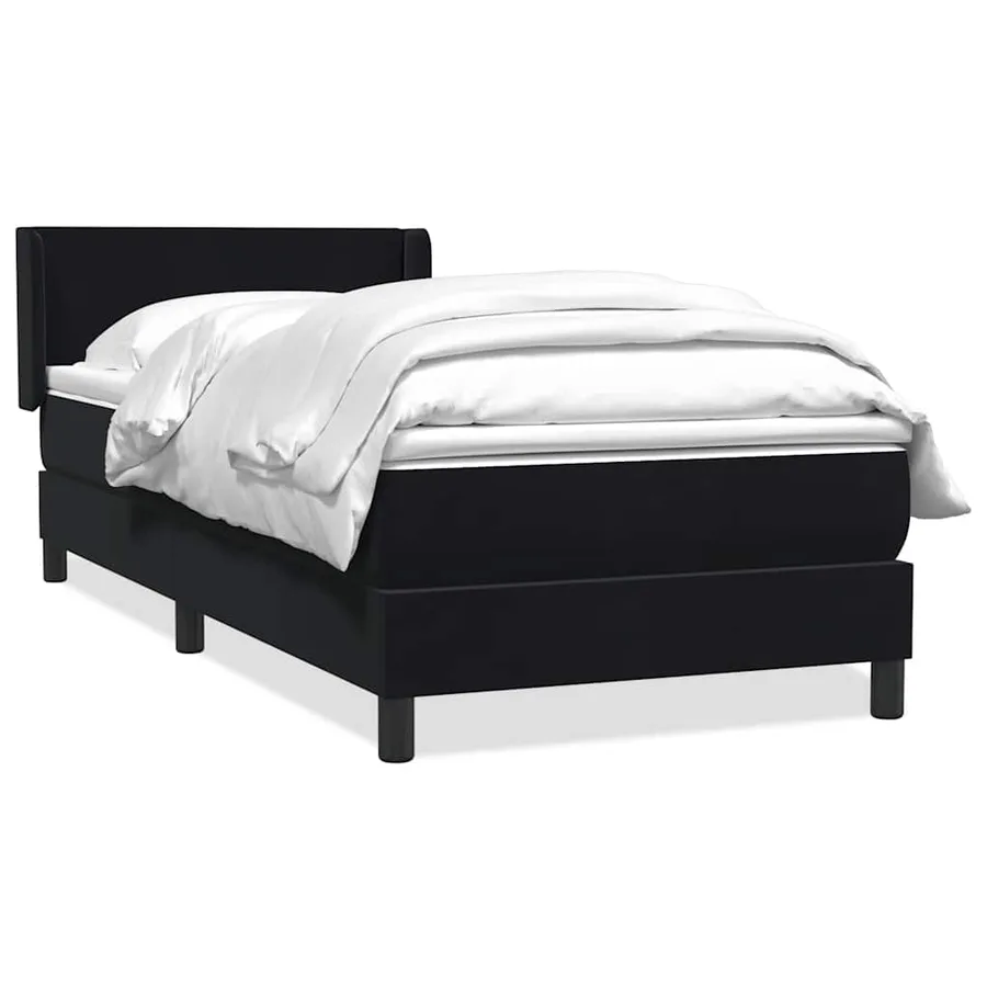 Sommier à lattes de lit avec matelas noir 100x220 cm velours - 2