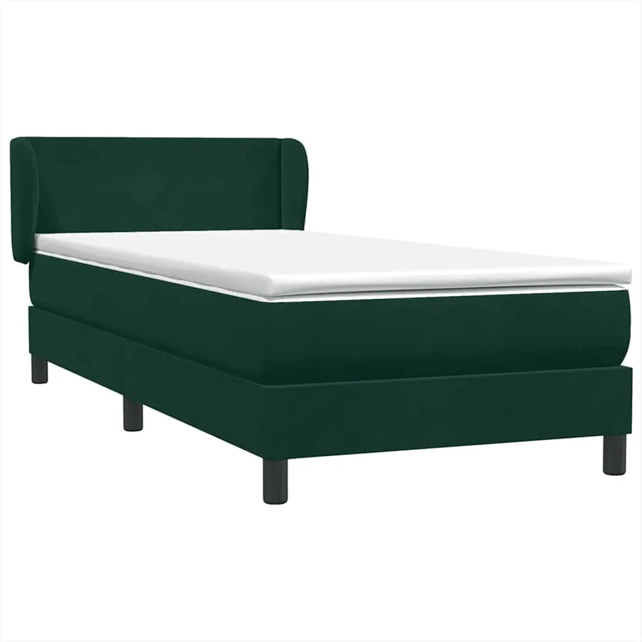 Sommier à lattes de lit et matelas vert foncé 100x220cm velours - 2