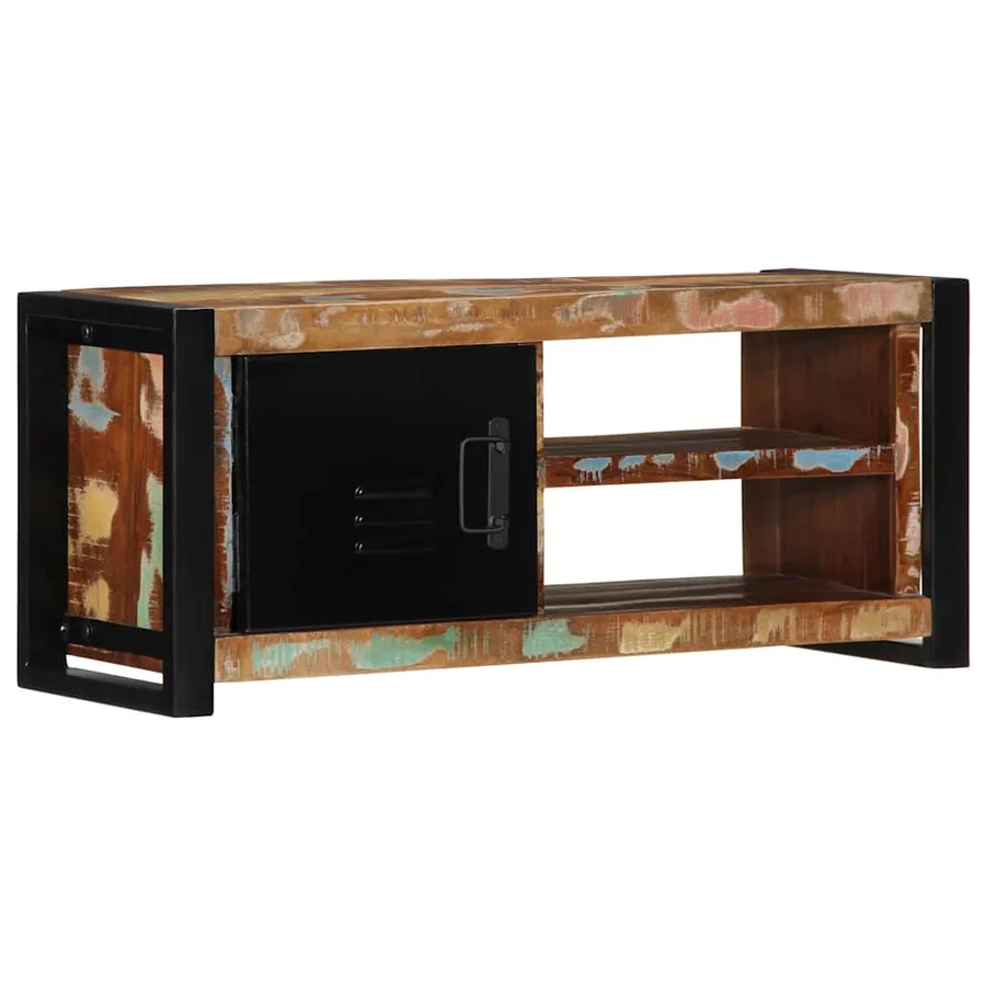 Meuble TV 80x30x35 cm bois massif de récupération - 12