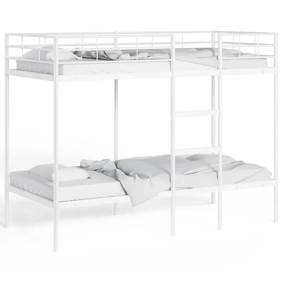Lit superposé sans matelas blanc 100x190 cm acier - 4