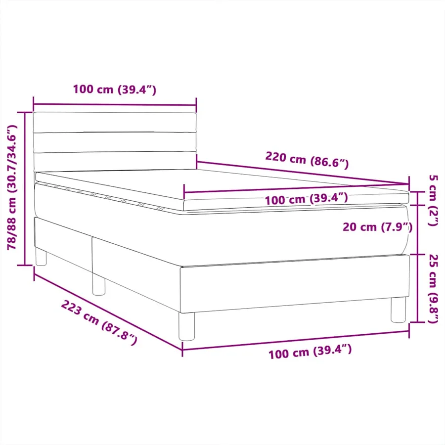 Sommier à lattes de lit avec matelas rose 100x220 cm velours - 12