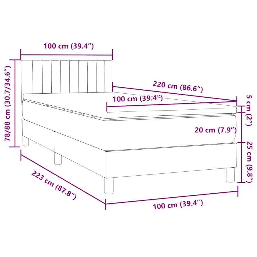 Sommier à lattes de lit avec matelas rose 100x220 cm velours - 12