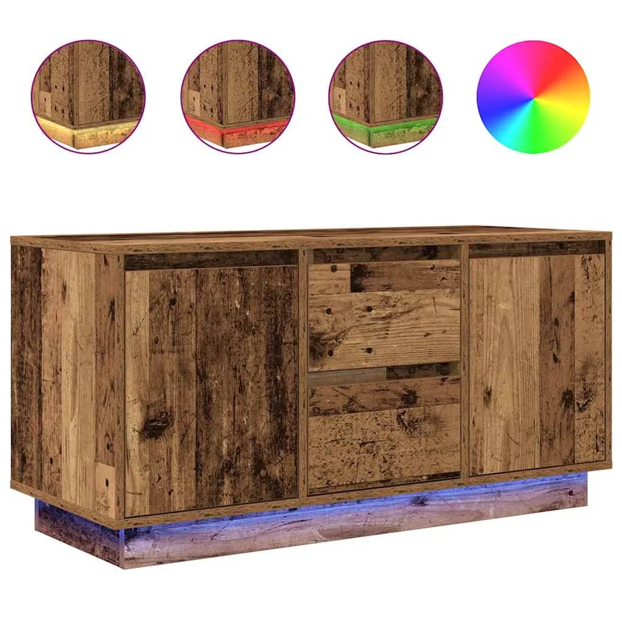 Meuble TV avec éclairage LED vieux bois 100x41x50 cm - 2