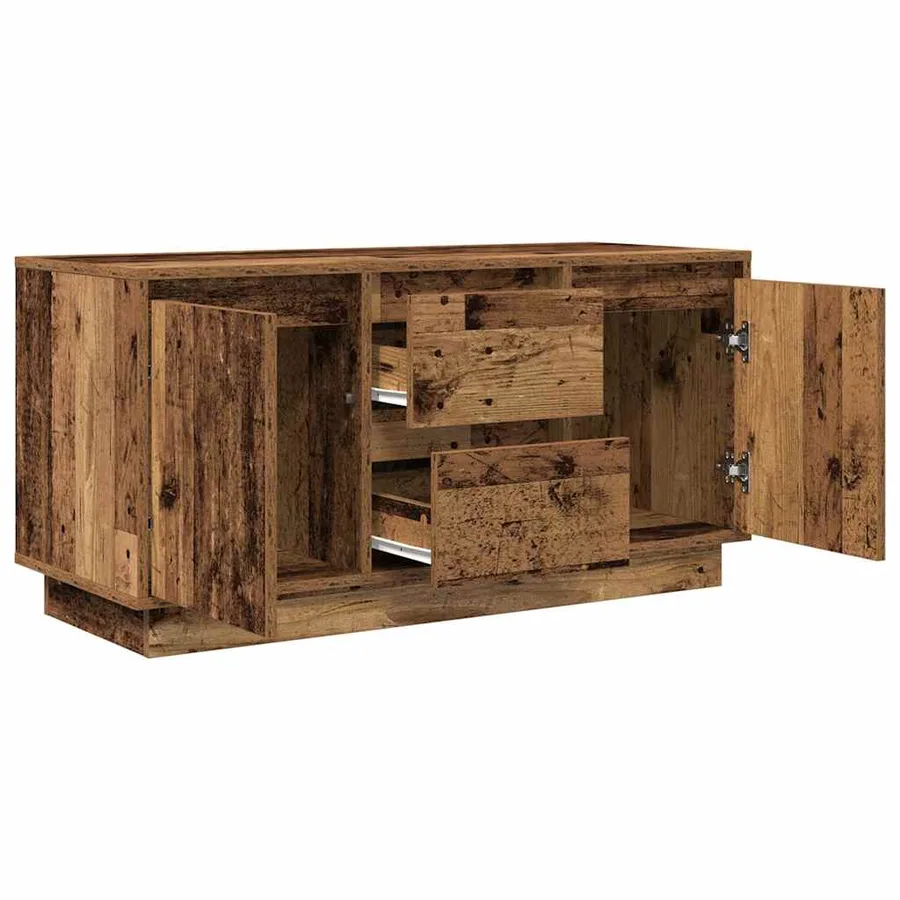 Meuble TV avec éclairage LED vieux bois 100x41x50 cm - 6
