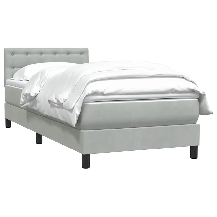 Sommier à lattes de lit et matelas gris clair 100x220cm velours - 3