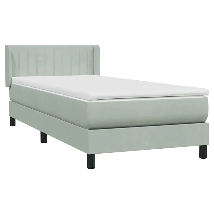 Sommier à lattes de lit et matelas gris clair 100x220cm velours - 4