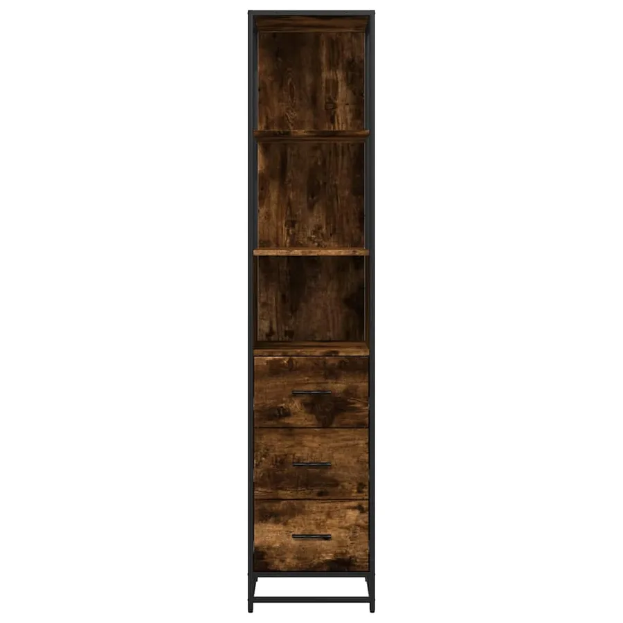 Armoire de salle de bain chêne fumé 35x37,5x166 cm - 5
