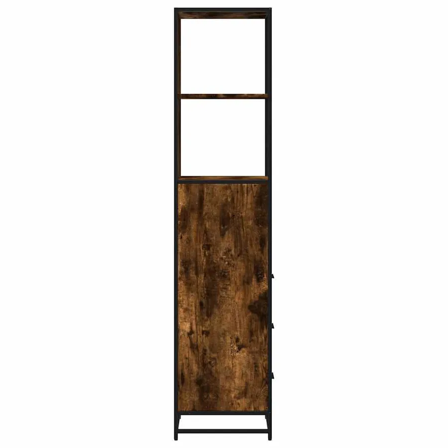 Armoire de salle de bain chêne fumé 35x37,5x166 cm - 7