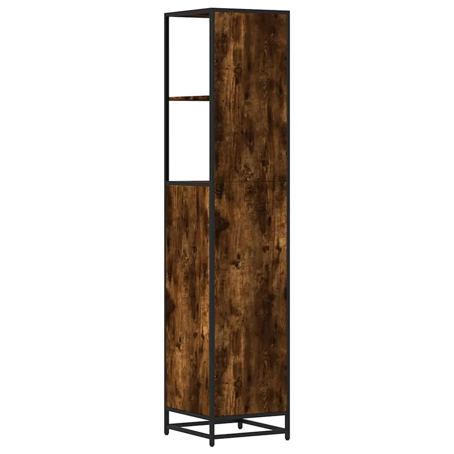 Armoire de salle de bain chêne fumé 35x37,5x166 cm - 8