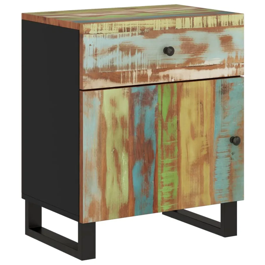 Table de chevet 50x33x60cm Bois de récupération et d'ingénierie - 11