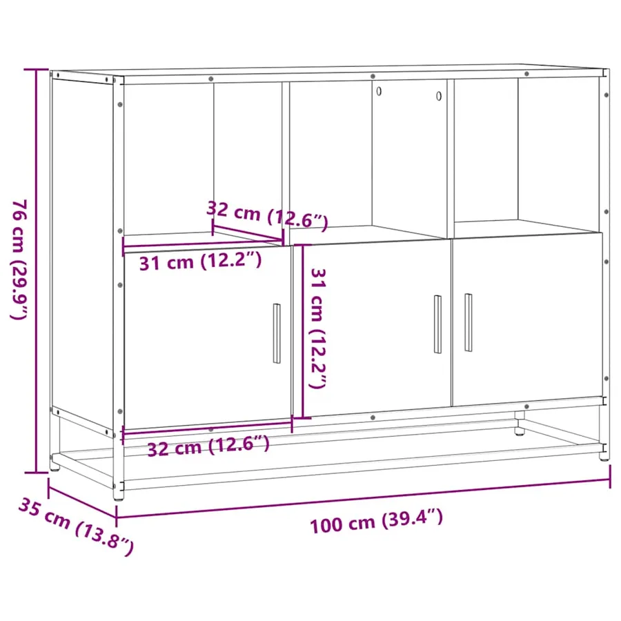Buffet chêne sonoma 100x35x76 cm bois d'ingénierie - 11