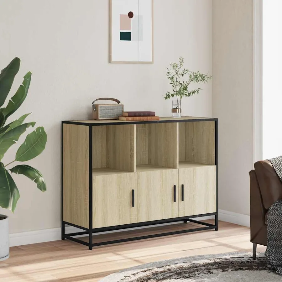 Buffet chêne sonoma 100x35x76 cm bois d'ingénierie - 3
