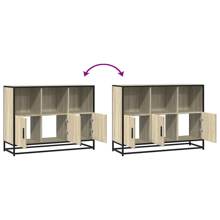 Buffet chêne sonoma 100x35x76 cm bois d'ingénierie - 8