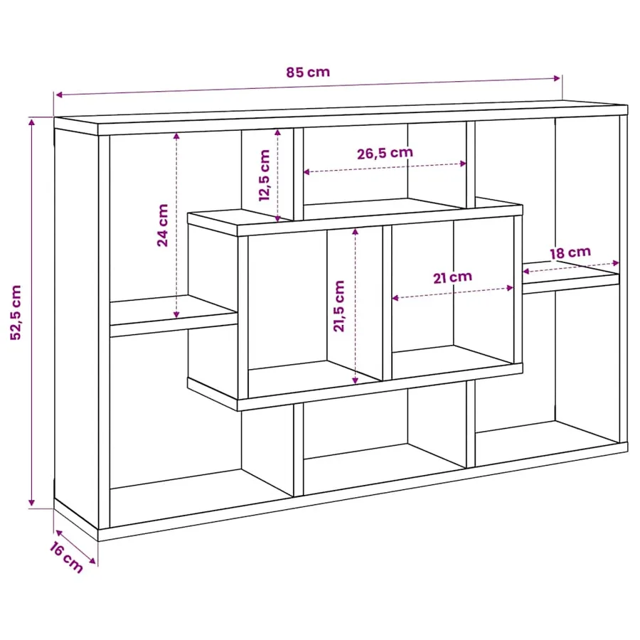 Étagère murale Chêne artisanal 85 x 16 x 52,5 cm Bois d'ingénierie - 10