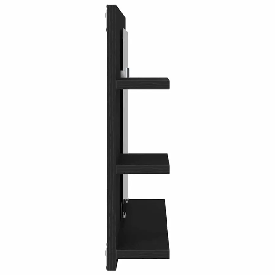 Armoire de salle de bain avec miroir en chêne noir 90 x 11 x 45 cm Bois d'ingénierie - 6