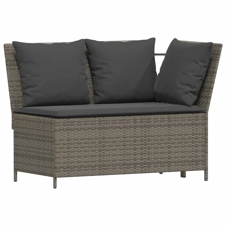 Ensemble à manger jardin 4pcs et coussins Gris Résine tressée - 5