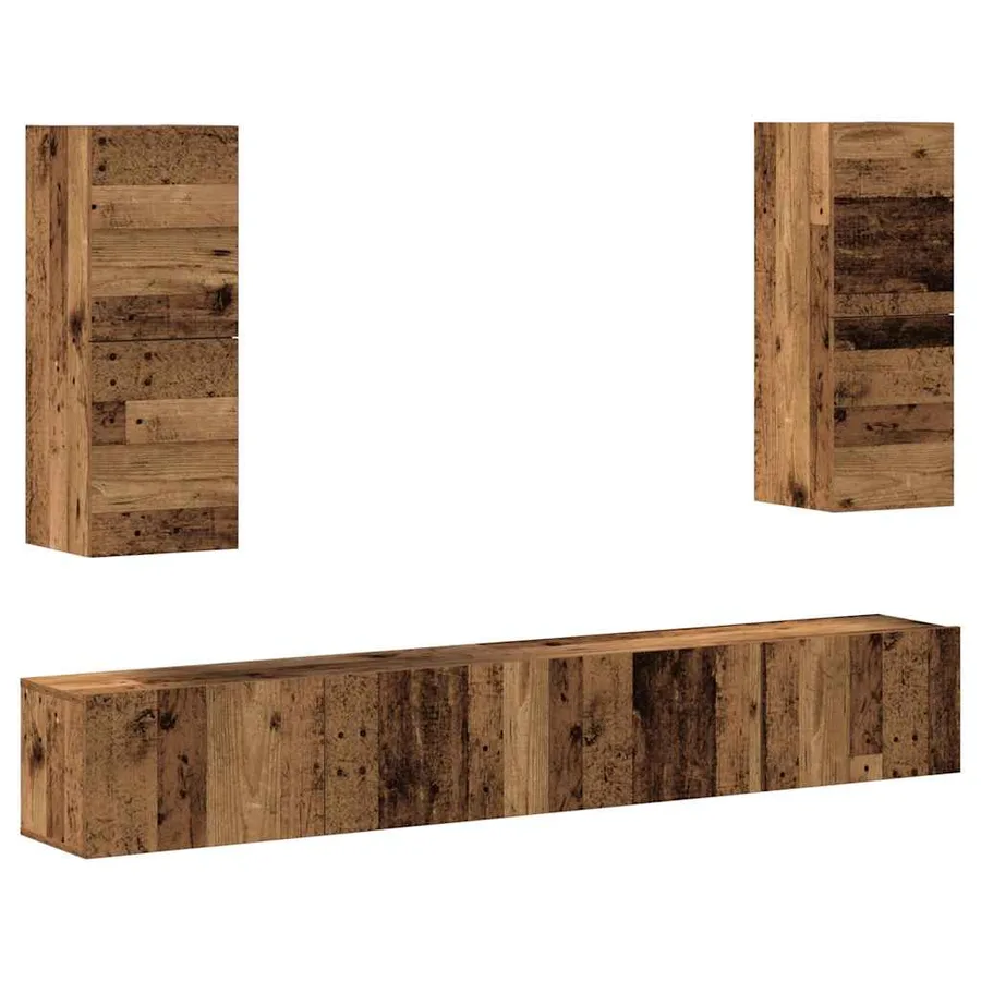 Ensemble de meuble TV mural 4 pcs vieux bois bois d'ingénierie - 2