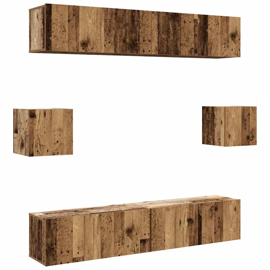 Ensemble de meuble TV mural 6 pcs vieux bois bois d'ingénierie - 2