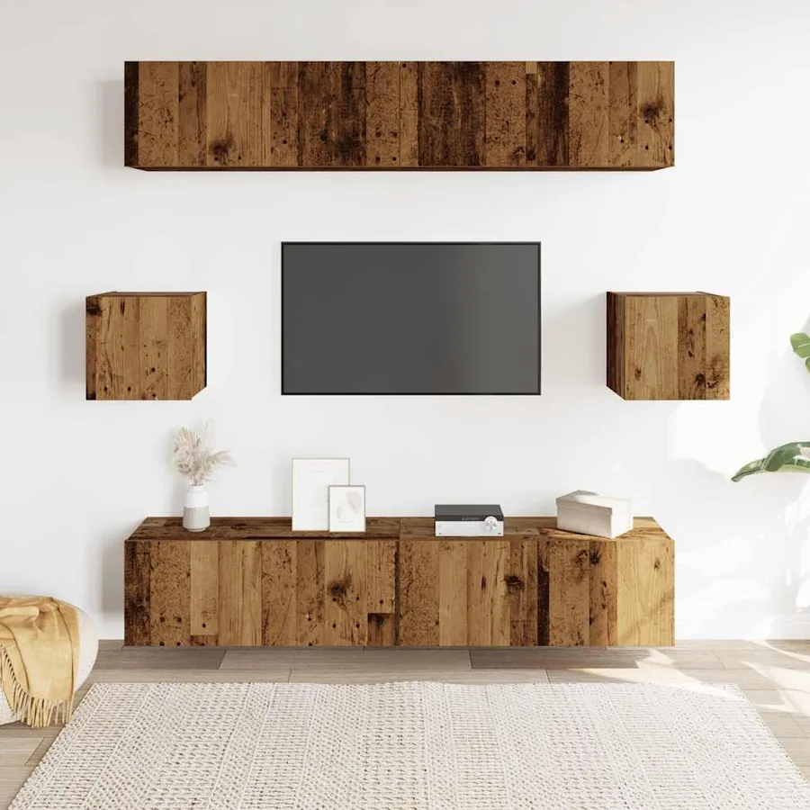 Ensemble de meuble TV mural 6 pcs vieux bois bois d'ingénierie - 3
