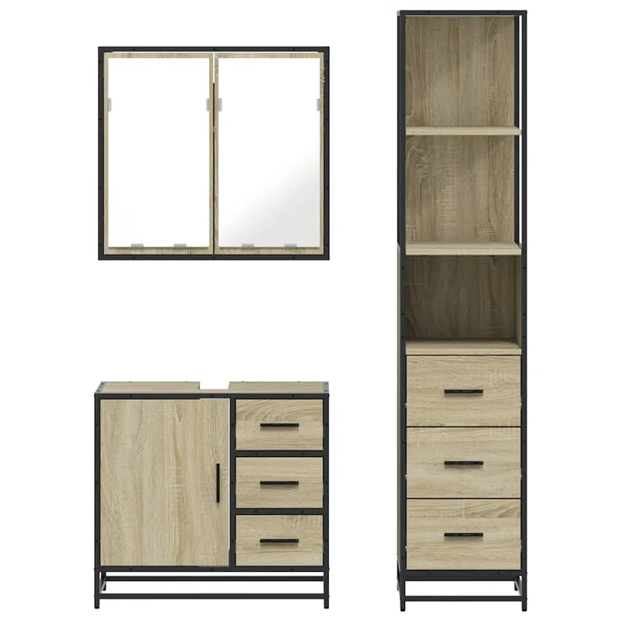 Ensemble de meubles de salle de bain 3 pcs chêne sonoma - 5