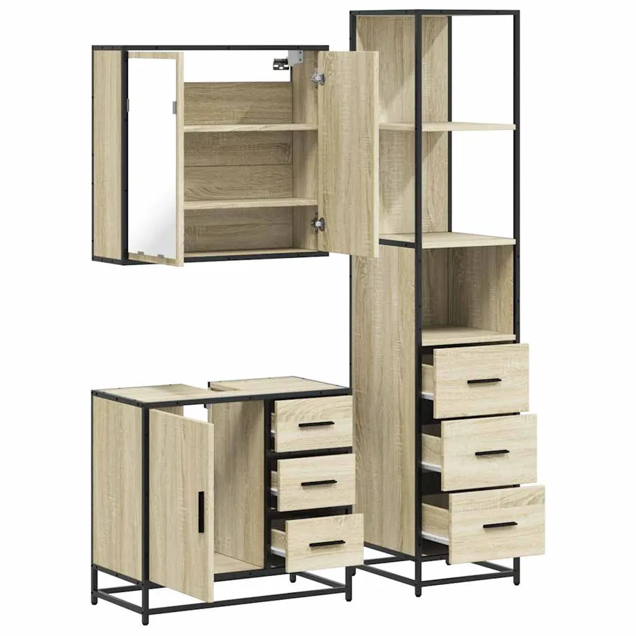 Ensemble de meubles de salle de bain 3 pcs chêne sonoma - 8