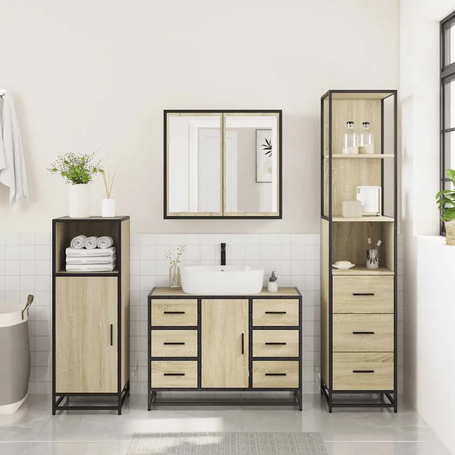 Ensemble de meubles de salle de bain 3 pcs chêne sonoma - 4