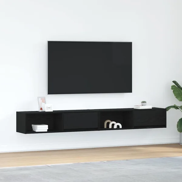 Meuble TV 2 pcs chêne noir 100x31x25,5 cm bois d'ingénierie
