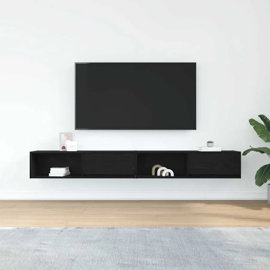 Meuble TV 2 pcs chêne noir 100x31x25,5 cm bois d'ingénierie - 3
