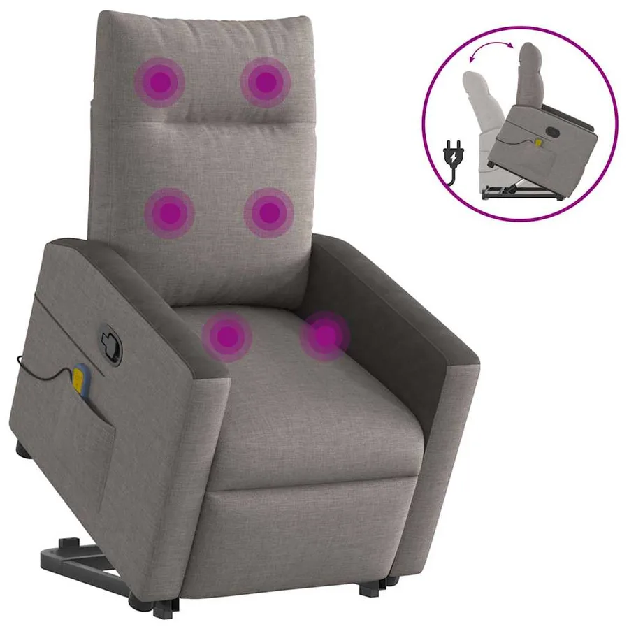 Fauteuil inclinable de massage Taupe Tissu - 2