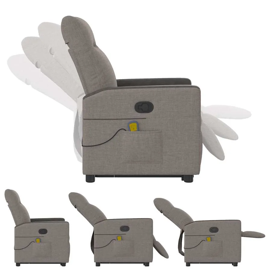 Fauteuil inclinable de massage Taupe Tissu - 8