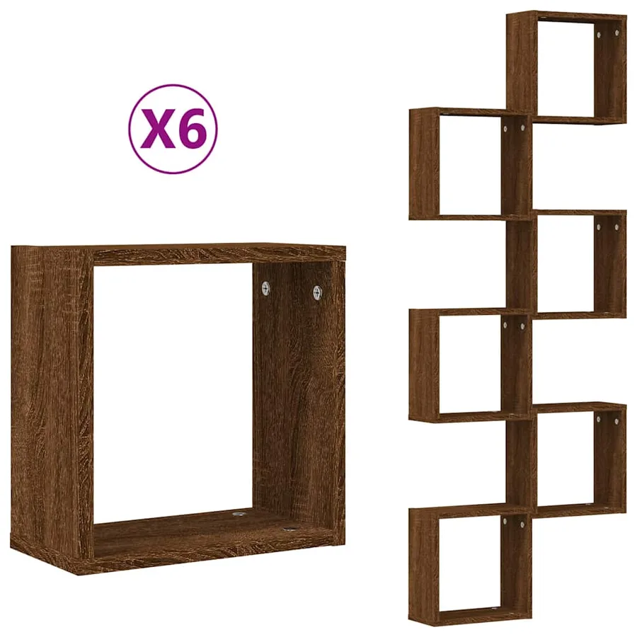 Étagères murales sous forme cube 6 pcs chêne marron 30x15x30cm - 2