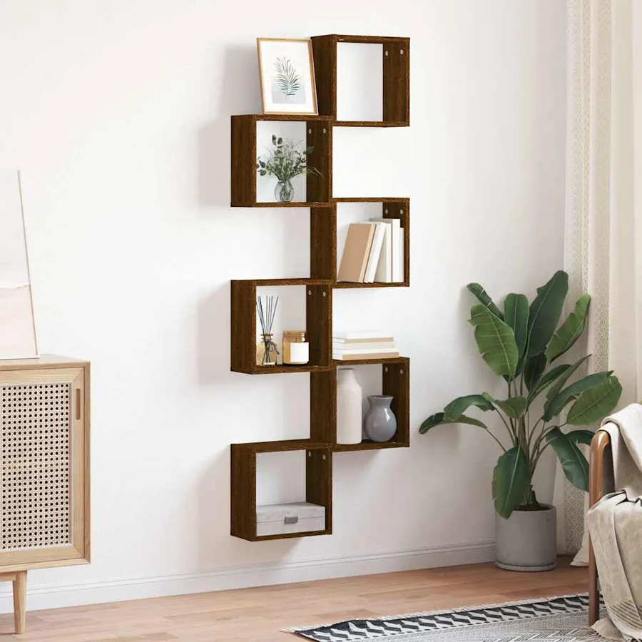 Étagères murales sous forme cube 6 pcs chêne marron 30x15x30cm - 3