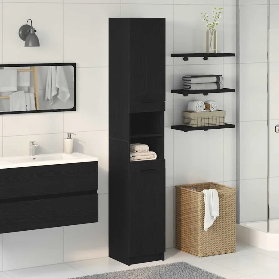 Armoire de salle de bain Chêne noir 32 x 34 x 188,5 cm