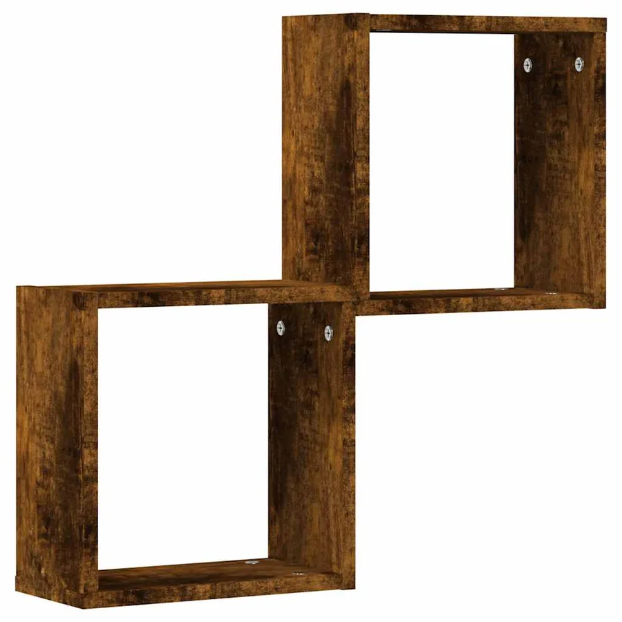 Étagères murales sous forme de cube 2 pcs chêne fumé 30x15x30cm - 4