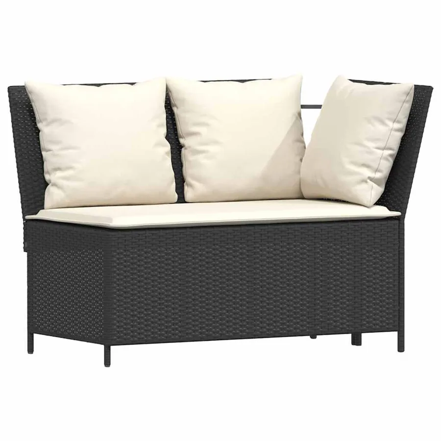 Ensemble à manger de jardin 4 pcs avec coussins noir - 5