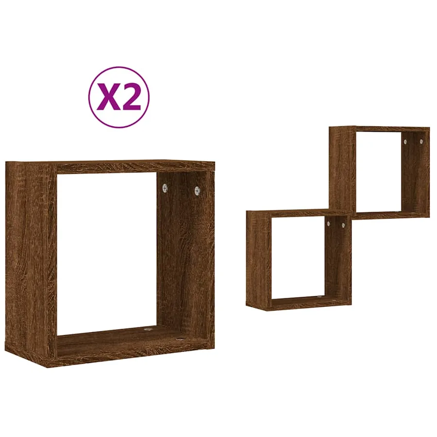Étagères murales sous forme cube 2 pcs chêne marron 30x15x30cm - 2