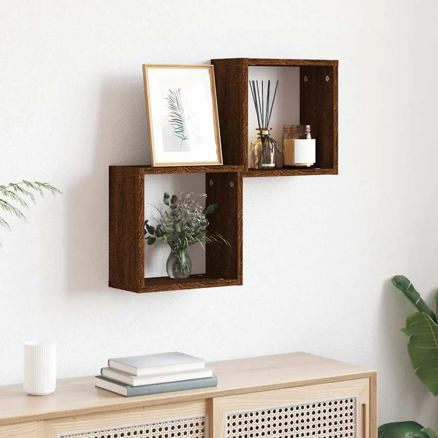 Étagères murales sous forme cube 2 pcs chêne marron 30x15x30cm - 3