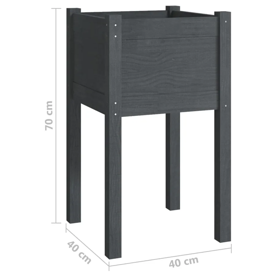Jardinière d'extérieur Gris 40x40x70 cm Bois de pin massif - 7