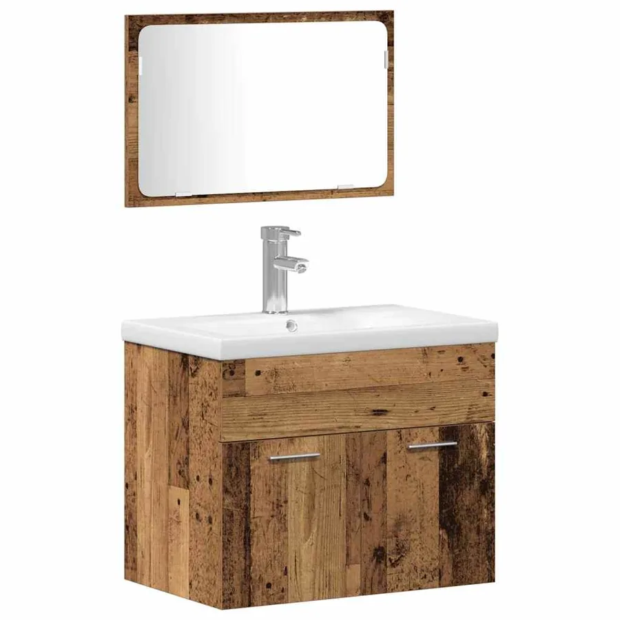 Ensemble de mobilier de salle de bain avec étagère 4 pcs Marron - 6