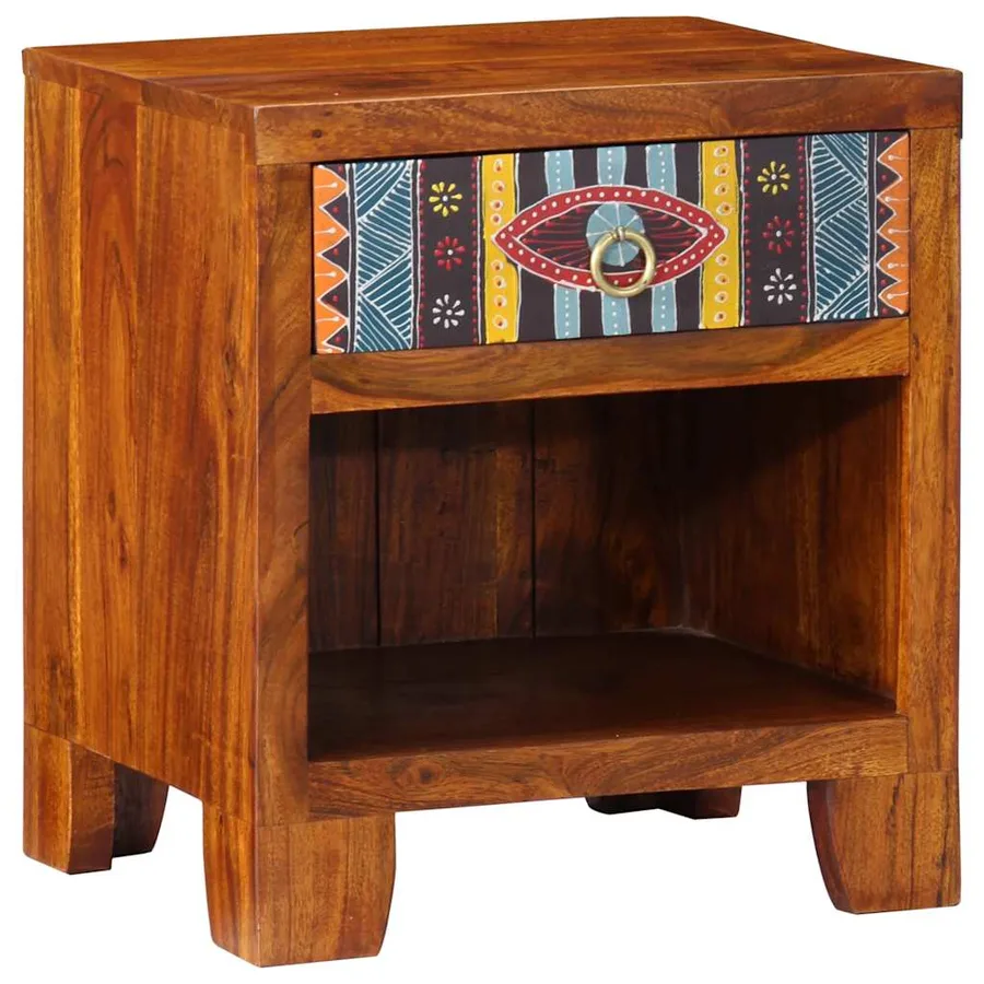 Table de chevet 40x35x45 cm bois d'acacia massif - 10