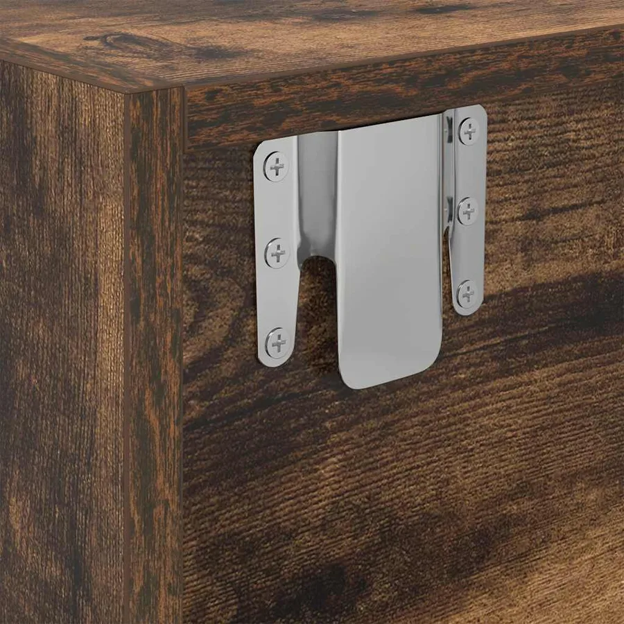 Meuble TV chêne fumé 100x31x25,5 cm bois d'ingénierie - 11