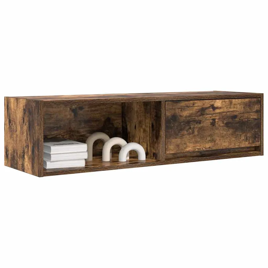 Meuble TV chêne fumé 100x31x25,5 cm bois d'ingénierie - 4