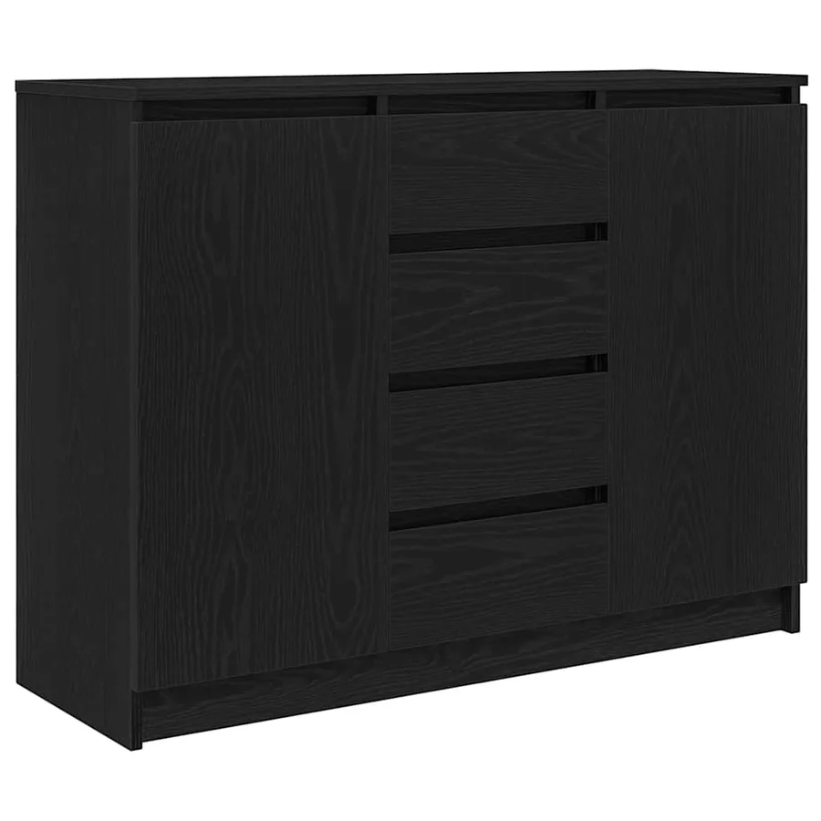 Buffet avec tiroirs chêne noir 100,5x35x76 cm bois d'ingénierie - 2